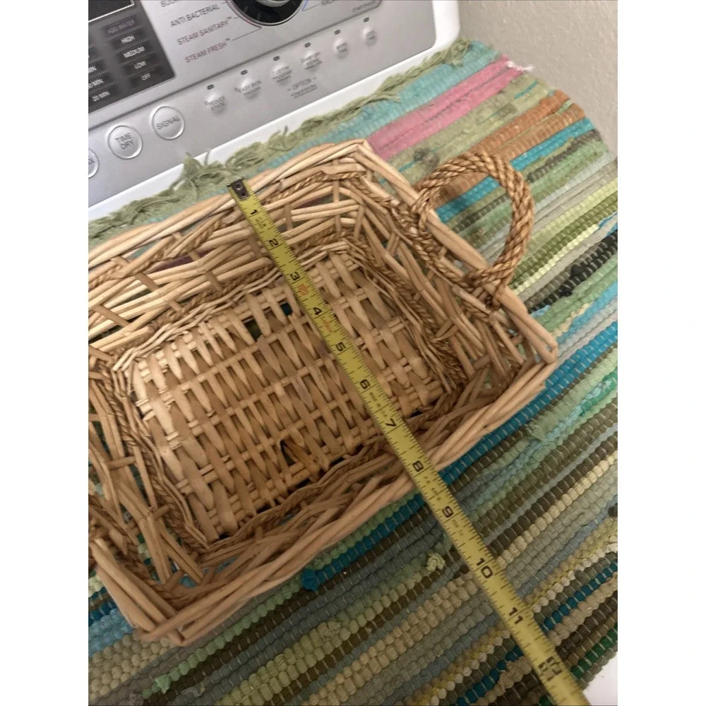 Woven Wicker Rattan Braided Tray Boho Square Rectangle Basket‎ Tray Vintage